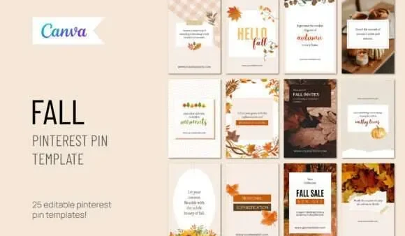 25 Fall Pinterest Pin Canva Templates