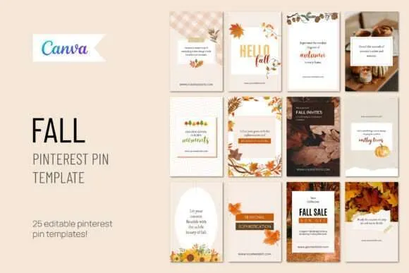 25 Fall Pinterest Pin Canva Templates