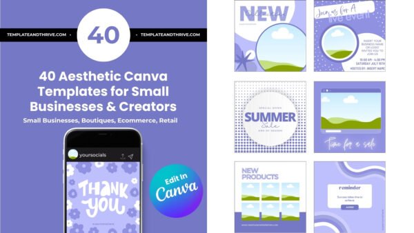 40 Aesthetic Canva Templates for Small Businesses, Boutiques, Ecommerce, Retail