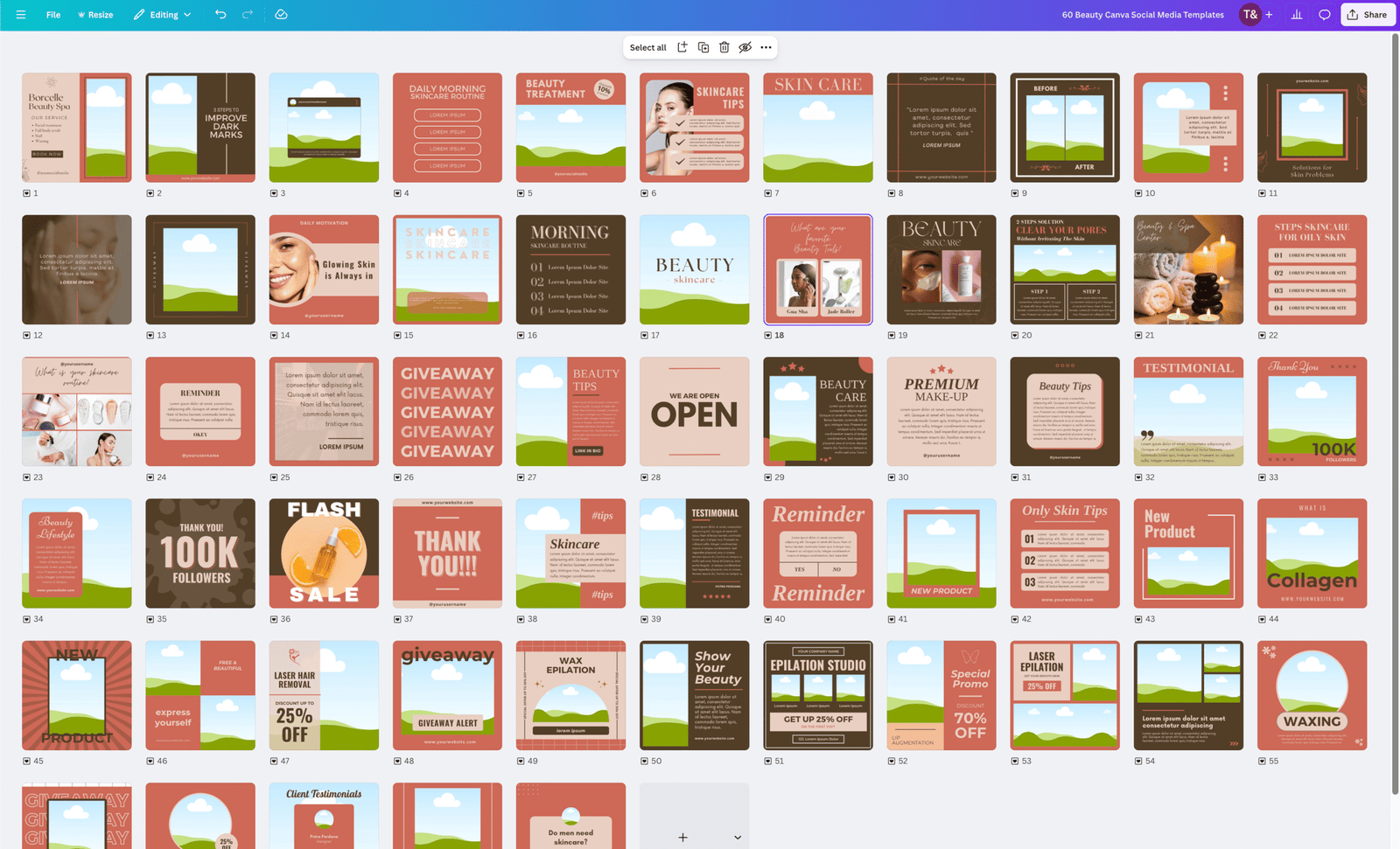 60 Beauty Social Media Templates for Salons, Spas, Estheticians & Makeup Artists (Canva Editable) - Image 2