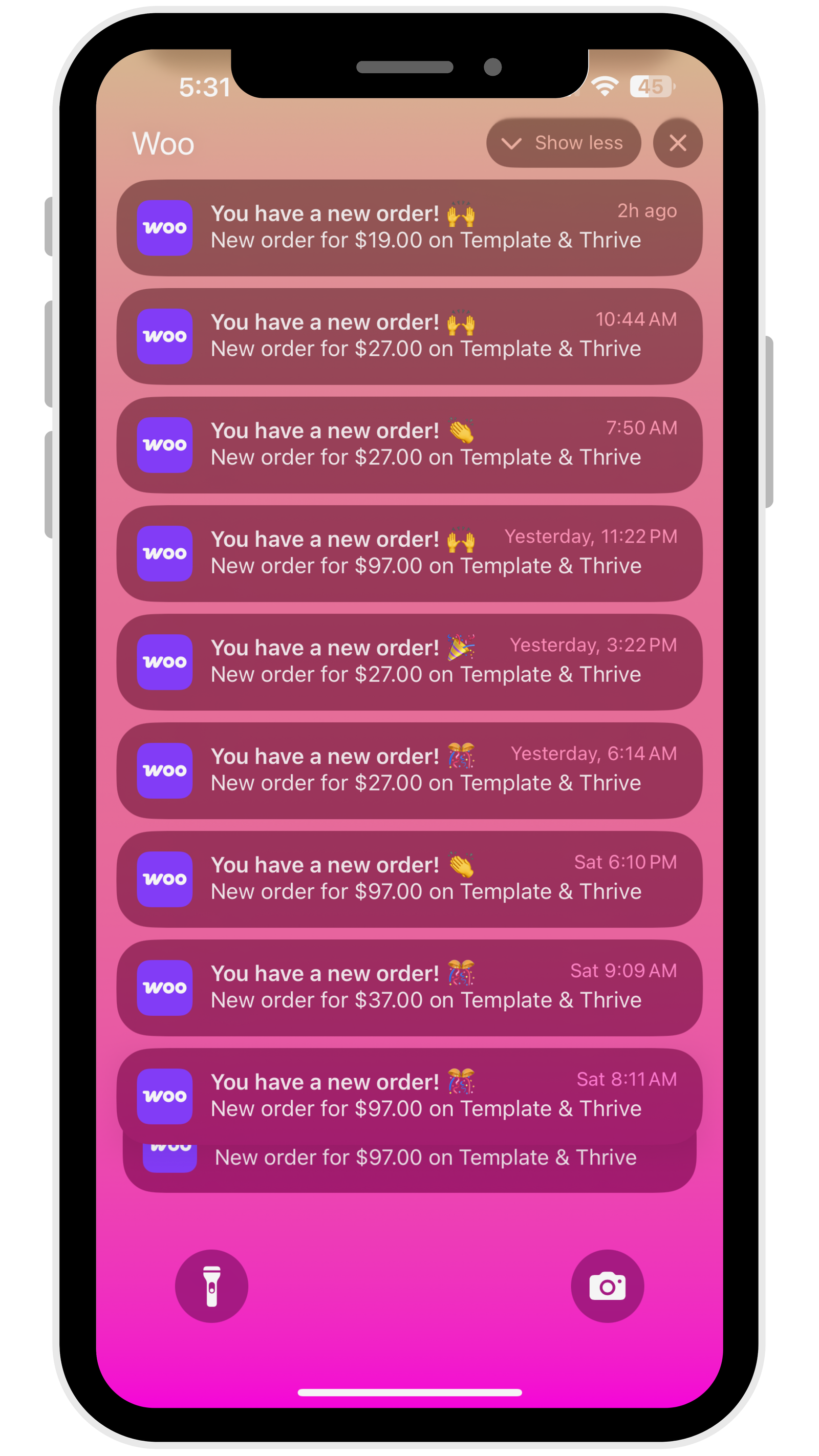 WooCommerce order notifications
