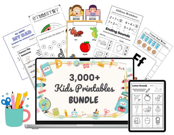 Kids Printables Mega Bundle — Volume 1 (3,000+ Worksheets, Activities ...